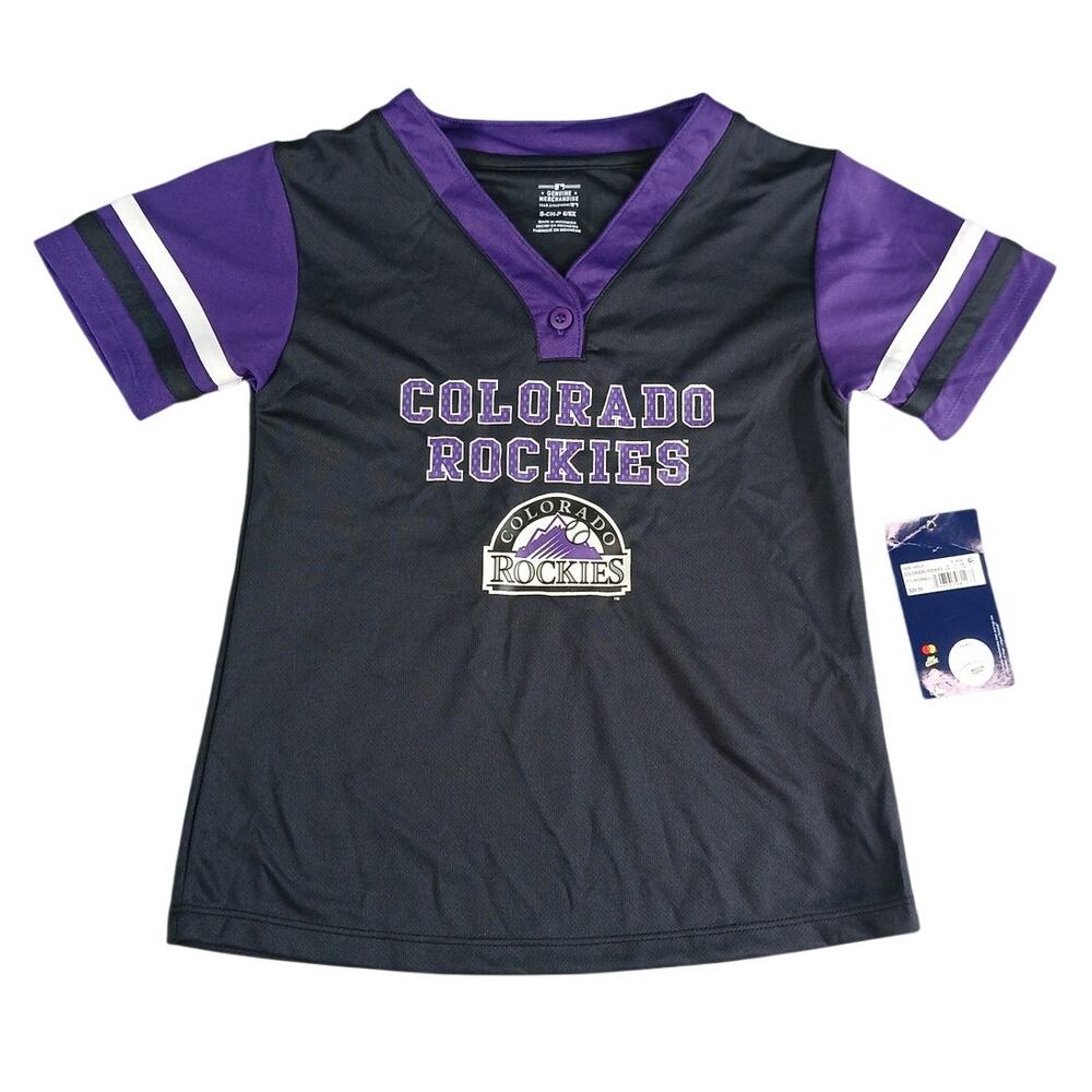 Colorado Rockies Shirt Jersey Girls 6/6X Black Baseball MLB Tee T-Shirt NWT